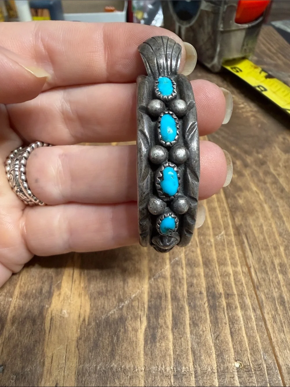 Vintage Sterling Silver Turquoise Watch Cuff